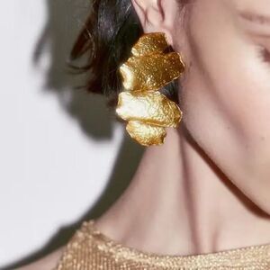 PARTY DANGLE VINTAGE LEAF EARRINGS 14K GOLD PLATED